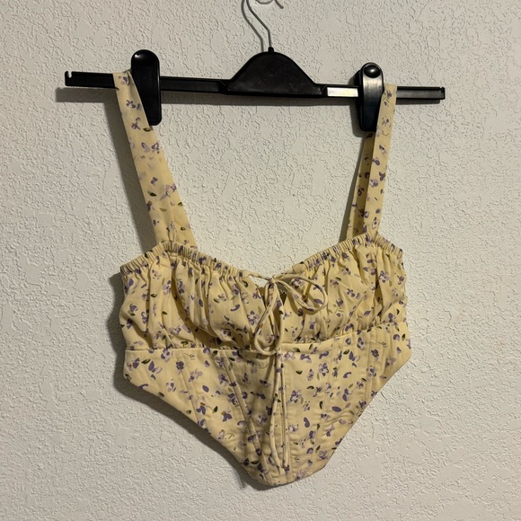 Yellow Floral Cropped Corset - Picture 1 of 6